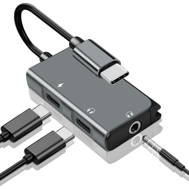  USB C to 3.5mm Headphone Adapter,3 in 1 Dual Headphone