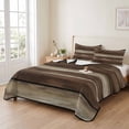 thumbnail image 2 of Queen Quilt Set 90''x96'', Brown Wooden Lightweight Summer Bedspread Coverlet Set with 2 Pillow Shams, Vintage Farmhouse Retro Art Breathable All Season Quilt Bedding for Bedroom/Guest Room, 2 of 9