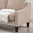 thumbnail image 5 of 2-Seater Velvet Loveseat Sofa with Spring Cushions and Solid Rubber Wood Legs, Taupe, 5 of 10