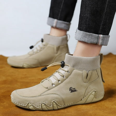 

Wefuesd Mens Shoes High Top Elastic Band Sport Shoes Fashion Casual Shoes Plus Size Ankle Boots Boots For Men Mens Boots Khaki 44