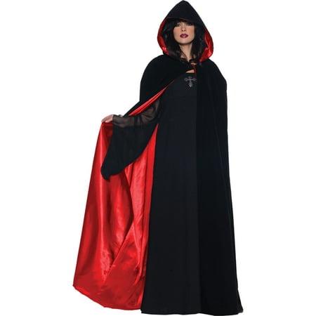 Morris Costumes Black velvet with red lining. One size fits most Cape Dlx, Blk/Red 63