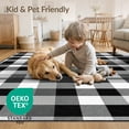 thumbnail image 4 of ODIKA 6'x9' Washable Area Rug Non-Slip, Easy Care, Door Welcome Gingham Checkered Plaid Symmetrical Frame Front for Family Room, Living Room, Master Bedroom, 4 of 7