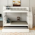 thumbnail image 2 of Full over Full Bunk Bed with Trundle and Staircase,White, 2 of 12