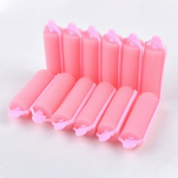 Casewin Foam Sponge Hair Rollers, 12 Pcs Soft Hair Curler Flexible Hair Styling Sponge Curlers Hairdressing Curlers for Hair Styling for Women (Pink)