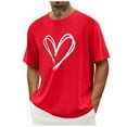 thumbnail image 1 of Tops para hombre, blusas y camisas de cuello redondo y manga corta para hombre. Camiseta/camisa informal de cuello redondo y manga corta con estampado de corazones para hombre. Tops de poliéster para, 1 of 5