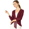 thumbnail image 1 of Women's Tie Front Metallic Ruffled Long Sleeve Open Cardigan, 1 of 6