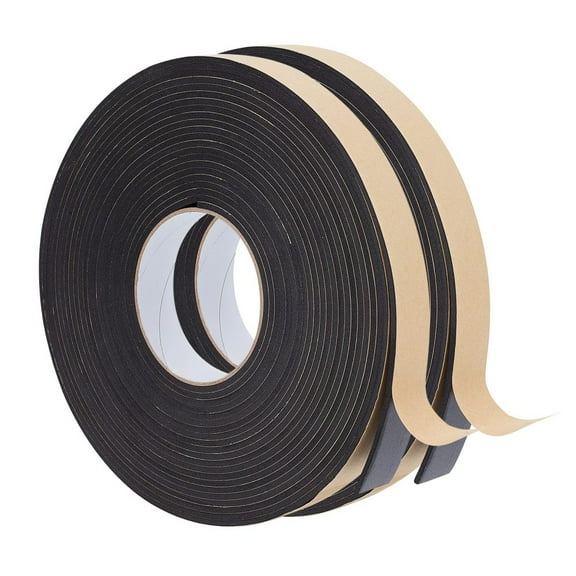 2Roll Strong Adhesion EVA Sponge Foam Rubber Tape Anti-Collision Seal Strip Black 24.5x3mm 10m/roll