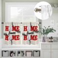 thumbnail image 5 of Kitchen Window Curtains Valance and Tier Set, Baseball Texture Sweet Home Text Rod Pocket Tier Curtain Valance Set, Black Stripe on Beige Light Filtering Cafe Curtains for Bedroom Living Room, 5 of 9