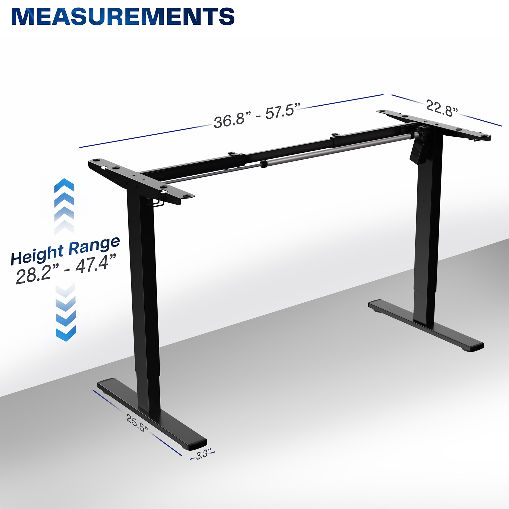 VIVO Black Electric Stand Up Desk Frame, Single Motor Standing Adjustable Base