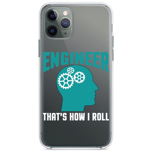 DistinctInk Clear Shockproof Hybrid Case for iPhone 13 (6.1" Screen) - TPU Bumper Acrylic Back Tempered Glass Screen Protector - Engineer That's How I Roll