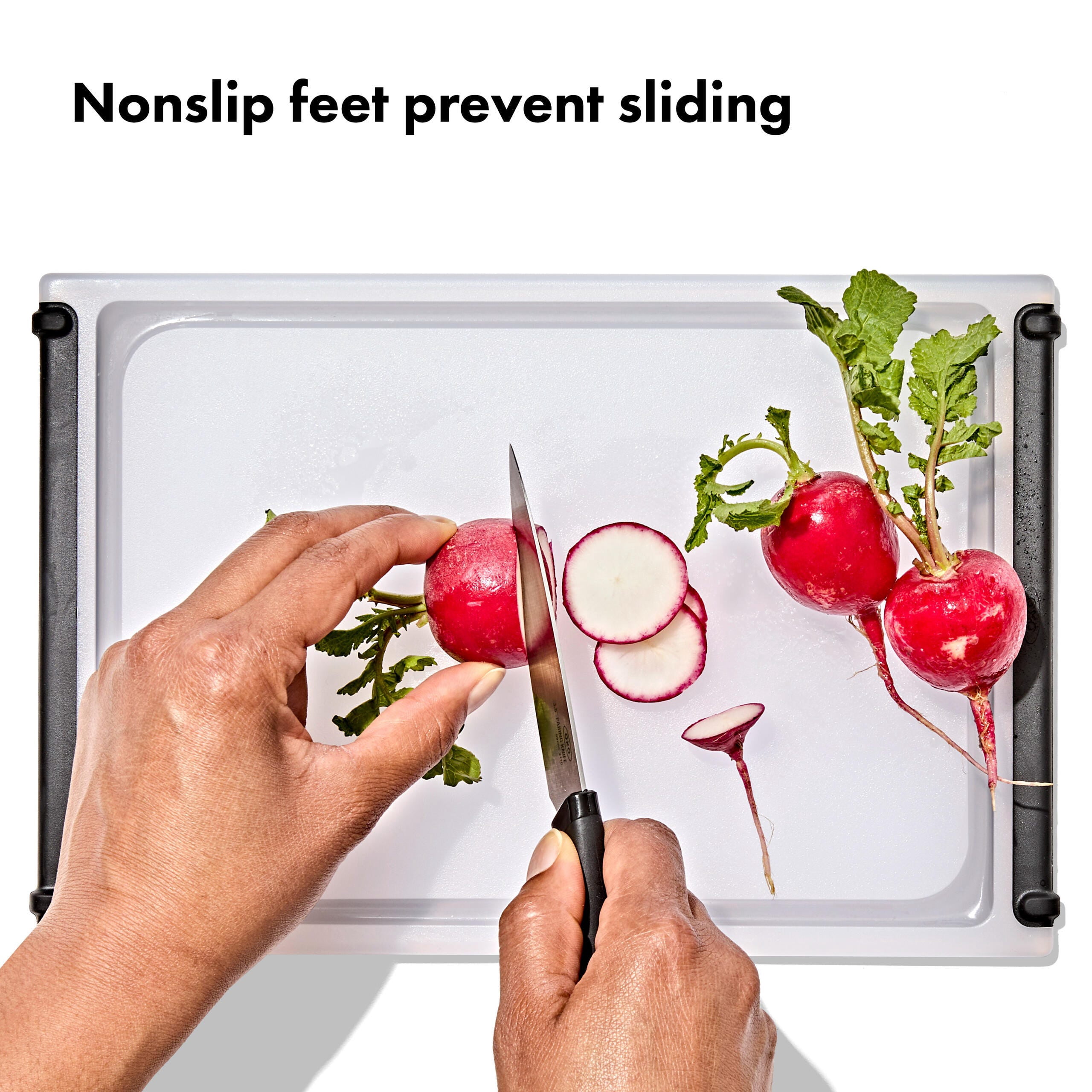OXO Non-Slip Small Plastic Cutting Board with Juice Groove, Dishwasher Safe Kitchen Cutting Board for Fruits, Vegetables & Everyday Food Prep, 10.9 x 7.3 Inch