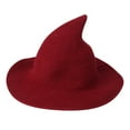 thumbnail image 3 of Hwkond Halloween Wizard Hat Halloween Witch Hat with Pointed Top Party Funny Knitted Wool Hat,Red, 3 of 3