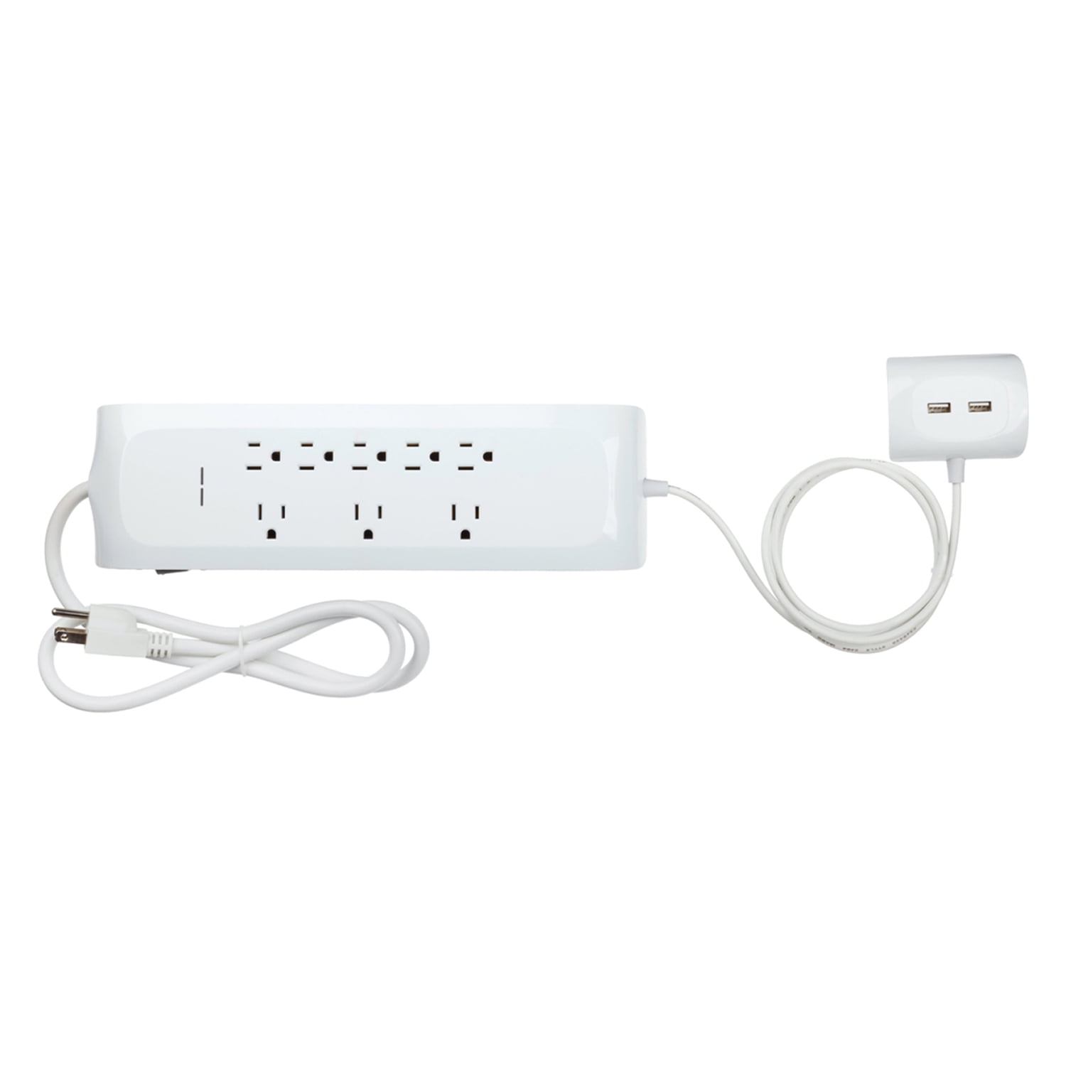 Globe Electric 78598 8Outlet Surge Protector Power Strip with Extendable 2Port USB Hub, 3Ft