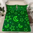 thumbnail image 2 of Homewish Neon Green Bed Sheets,Kawaii Stars Moon King Sheets,Cute Cartoon Pattern Sheet Set For Girl Boy,Ultra Soft Home Decor,4 Pieces, 2 of 7