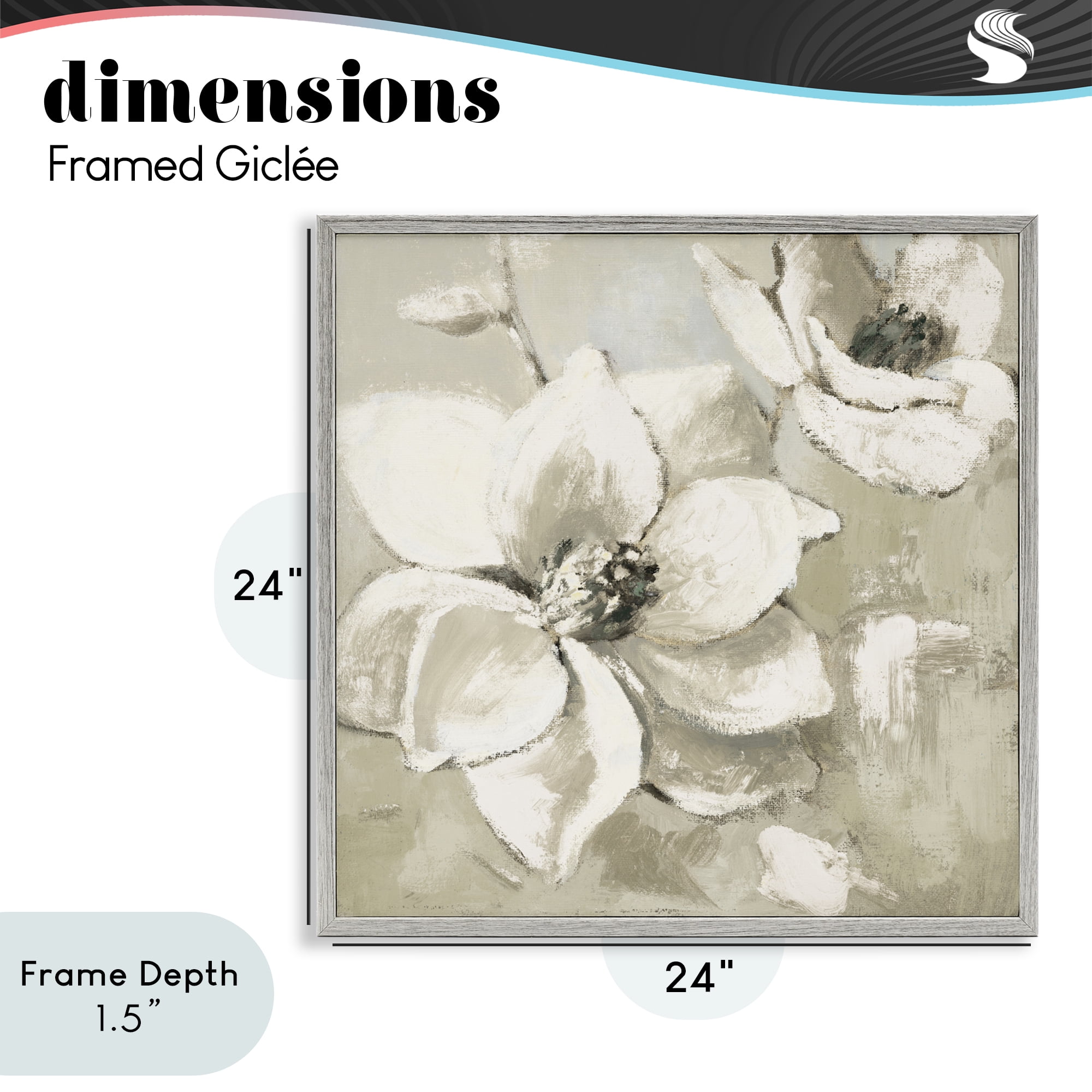 Stupell Industries Magnolias After Rain Gray Framed Giclee Art, design by Lanie Loreth