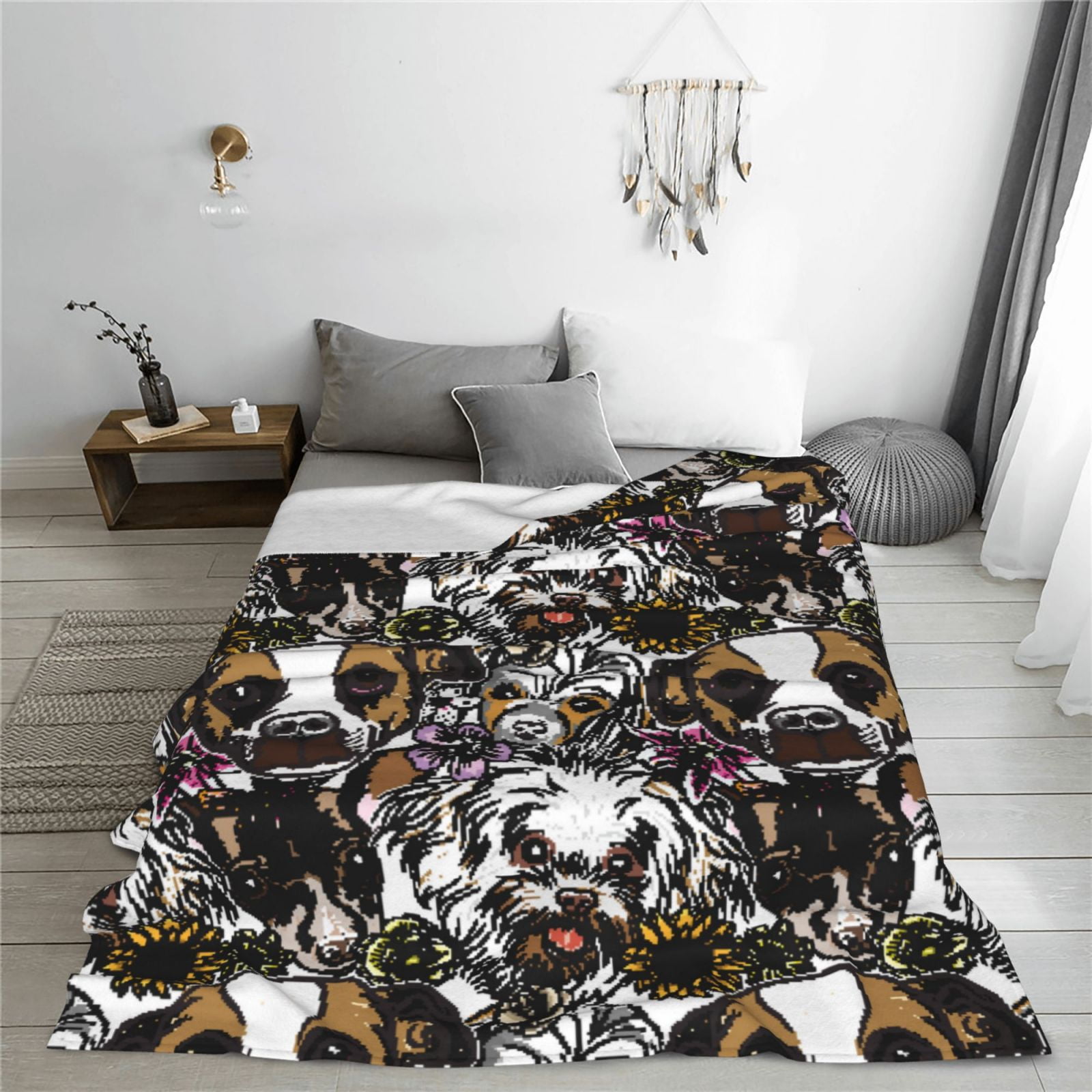 Rateoe Cute Dogs Puppy2 Print Fuzzy Fleece Throw Blanket Extra Large,Super Soft,Fluffy and Warm Blankets for Couch,Bed,All Season Use (50"x40")