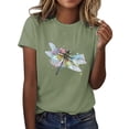 thumbnail image 2 of Hauts d'Été pour Femmes, Blouses Décontractées Élégantes 2024, T-Shirts Mode Décontractée Imprimé Col Rond Manches Courtes T-Shirt Vert, 2 of 5