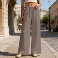 thumbnail image 2 of DHFJKG Womens High Waist Wide Leg Pants Summer Lightweight Elastic Waist Relaxed Fit Pleated Flowy Palazzo Beach Vacation Clothes Trendy Trousers, 2 of 4
