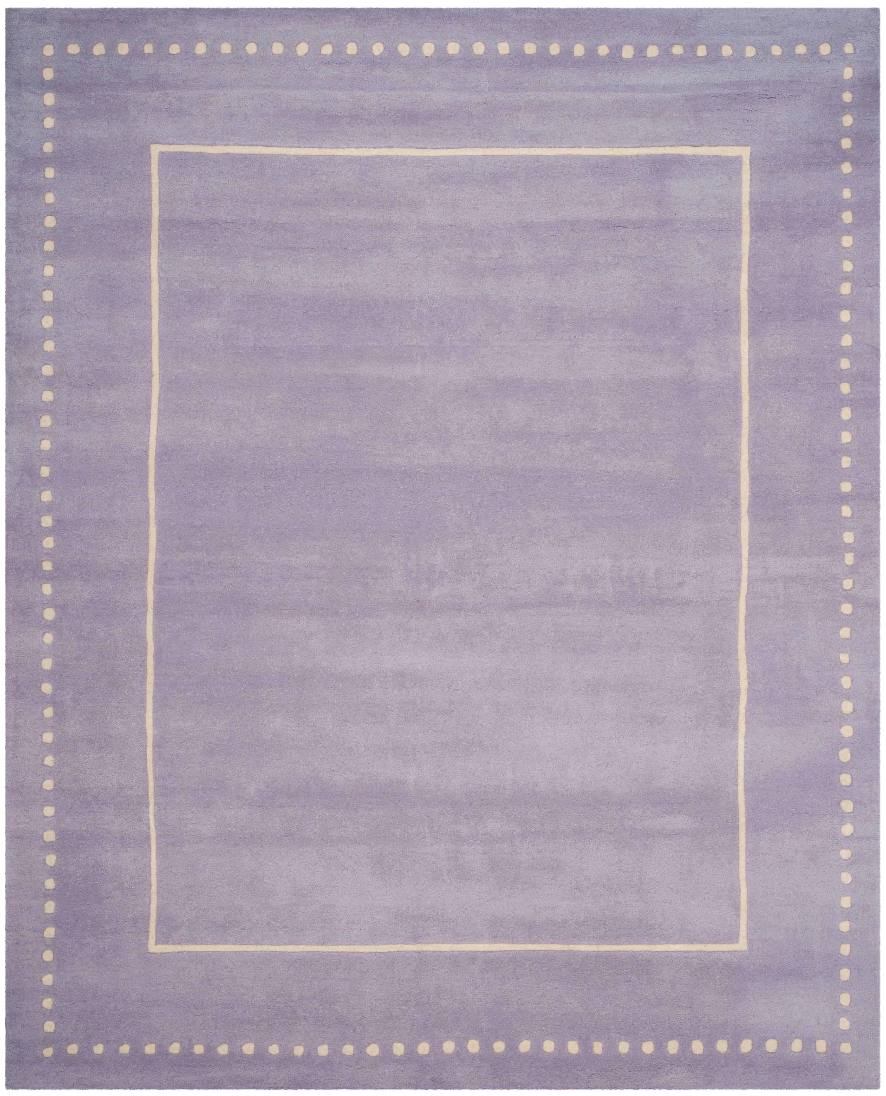 SAFAVIEH Bella Danita Plain Dotted Bordered Wool Area Rug, Lavender/Ivory, 9' x 12'