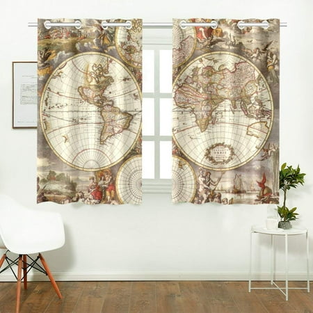 CADecor Vintage Old World Map Window Treatment Panel