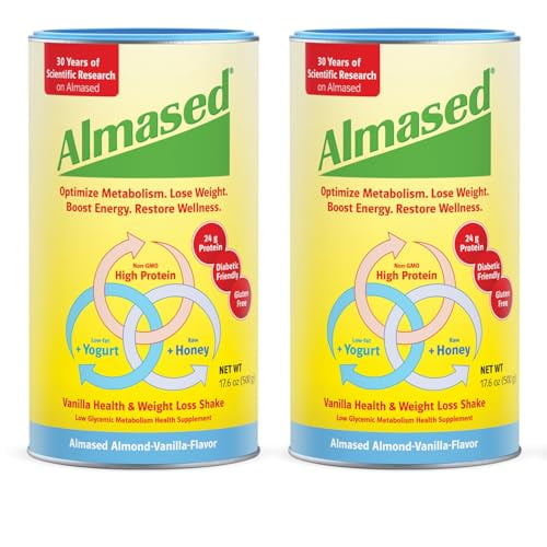 Almased Meal Replacement shakes – Gluten-Free, non-GMO Weight Management Powder – Vanilla Flavor, 17.6 oz (2 pack)