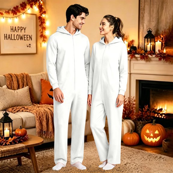 Men Cozy Full Zip Hooded Jumpsuit â Unisex Onesie Sleepwear â Essential Men's Clothing for Halloween Winter Casual (Sizes S-XXXXL)