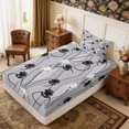thumbnail image 2 of Manfei Minimalist Floral Stripes Twin Fitted Sheet 2 Pieces,Abstract Botanical Geometric Bedding,1 Fitted Sheet and 1 Pillowcase, 2 of 4