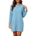 thumbnail image 3 of Long Sleeve Dress for Women Casual Sweatshirt Dress with Pockets - Loose Fit for Fall Winter, Multiple Colors, 3 of 9