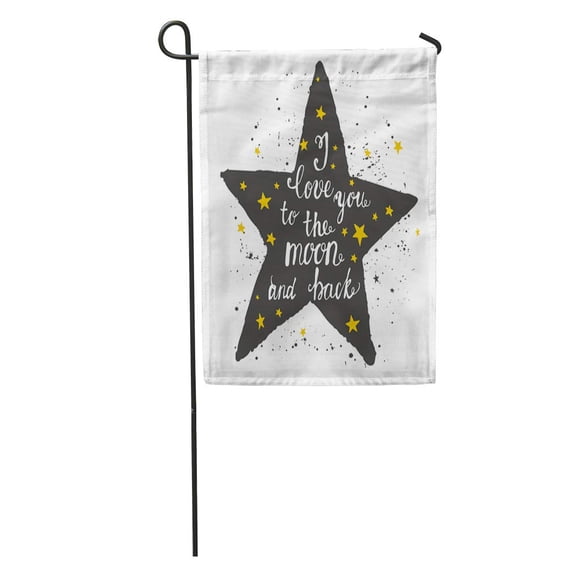 SIDONKU I Love You to The Moon and Back Romantic in Quote Saying Vintage Retro Hand Crafted Made for Wedding RSVP Garden Flag Decorative Flag House Banner 12x18 inch