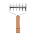 thumbnail image 2 of Stainless Steel Six-Roller Wavy Pattern Cutter | Wooden Handle Oil Strip Knife | Manual Dough Pizza Biscuit Slitting Tool | Handheld Kitchen Baking Slicer | 7.87x4.45in Yellow | 1 Piece, 2 of 6
