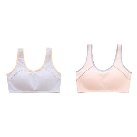 LUOGENLI 2 Pack Girl Bras No Underwire Set Kids Toddler Girls  Sports Bra Cotton Bustier Wide Straps Training Bra Strap Top with Removable Girl Bras Push Up Girl s Bras Push Up 85