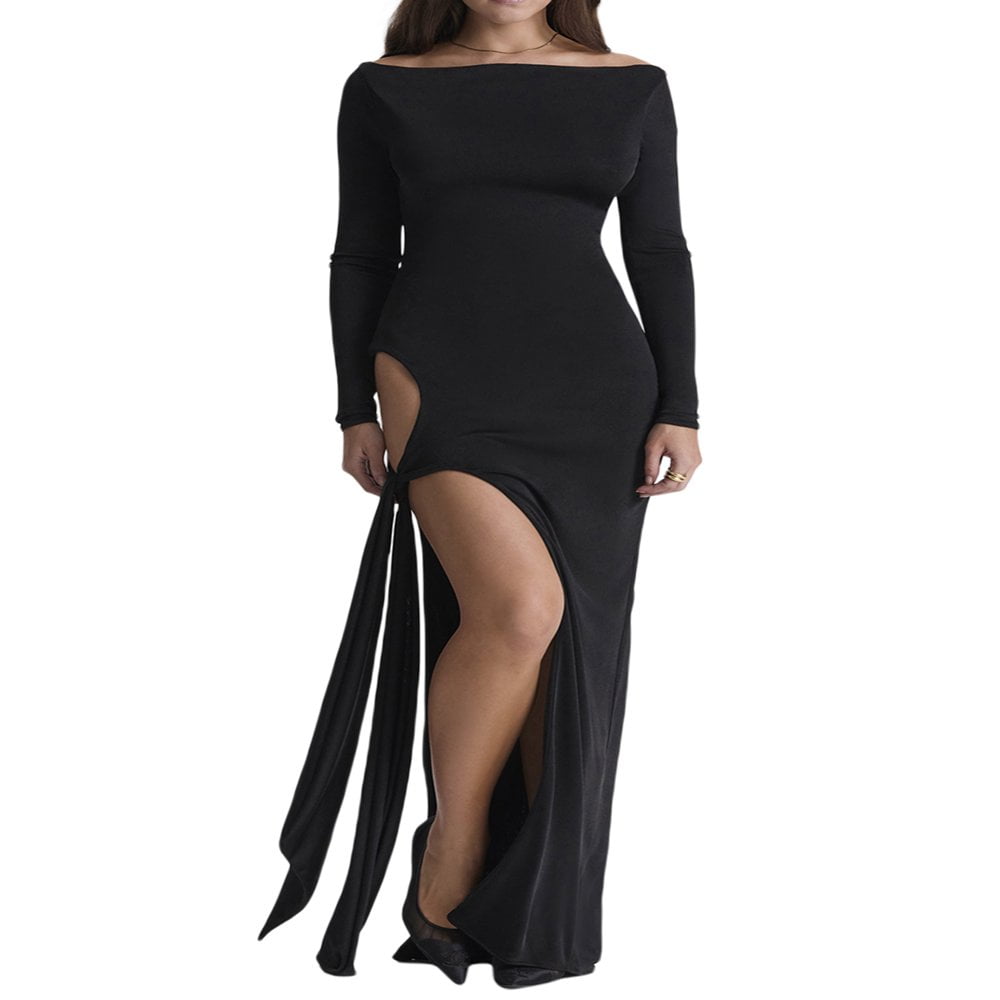Boat neck dresses long sleeves 2025