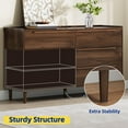 thumbnail image 6 of Mid Century Modern Walnut Dresser, 54″ Wide 6-Drawer Chest with Wood Handles for Living Room, Bedroom or Hallway, 6 of 8