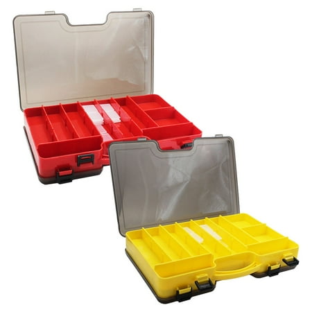 Double-Sided Portable Lure Box Activity Compartment Fishing Bait Tackle Storage Red Smile Home