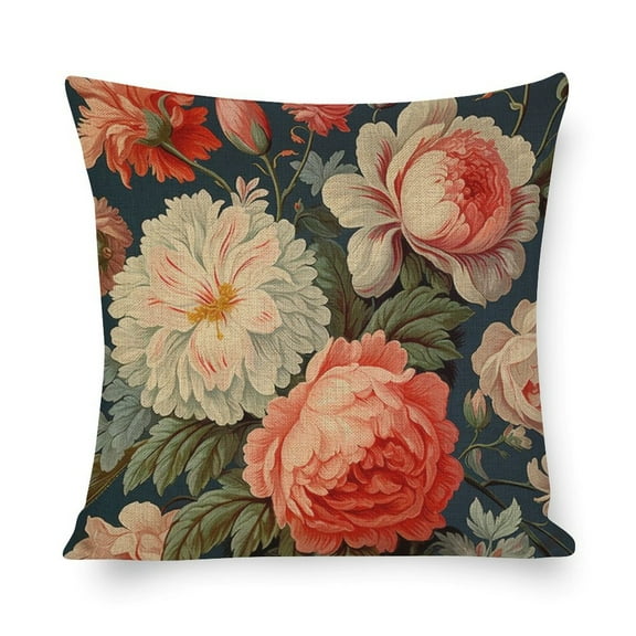 Pillows Vintage French Beautiful Floral Outdoor Square Pillow Cushion Cases Flowers Design Couch Pillows 16"x16" for Couch Bed Home Decor