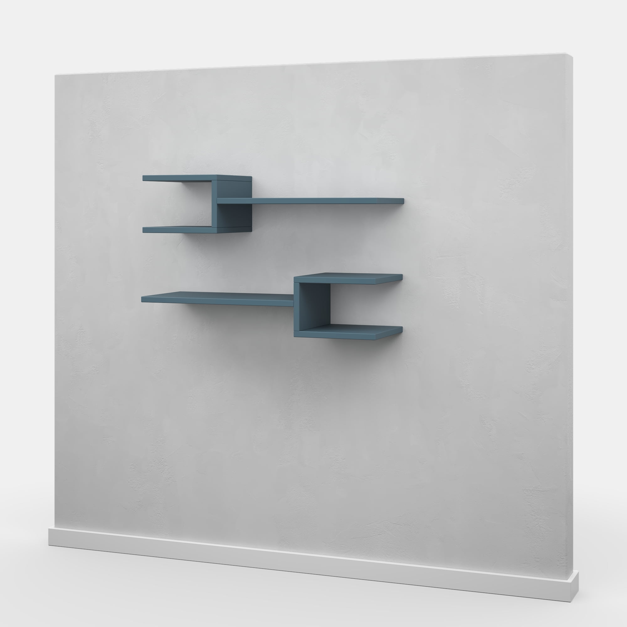 Ada Home Decor Furniture 29.53" 2 Tier Petrol Blue Webbs Modern Wall Shelf