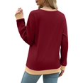thumbnail image 4 of Holzkary Womens Sweatshirts Color Block Long Sleeve Tops Fall Casual Crewneck Shirts Trendy Loose Fit Tunics Top Loose Top Sweatshirt Crew Neck Loose Top with Color Decorative Edge Fashion Wine Xxl, 4 of 4