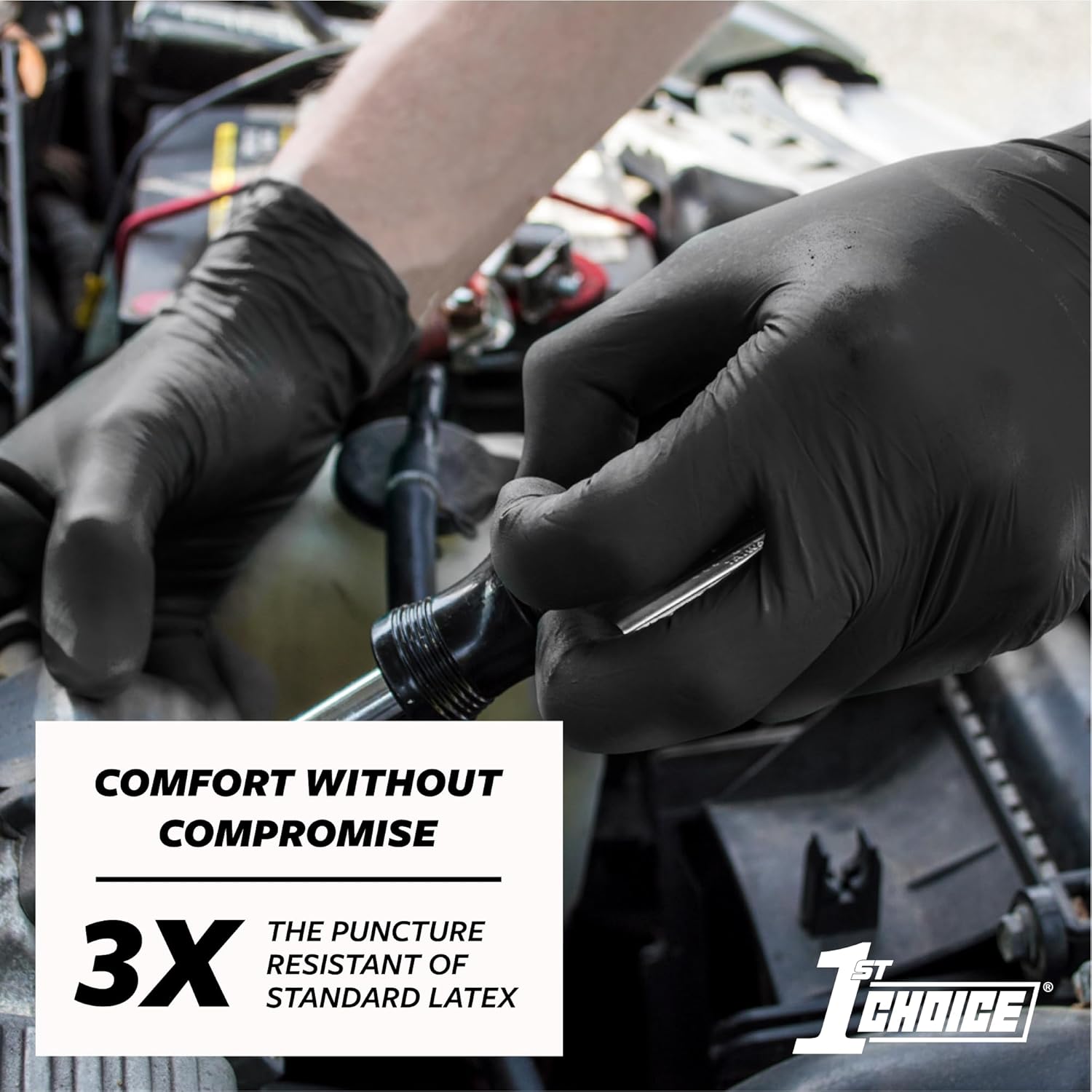 Nitrile Gloves, Disposable, Latex-Free, Black, 6 Mil, Industrial, for Mechanics, Cleaning, Automotive and Home Use