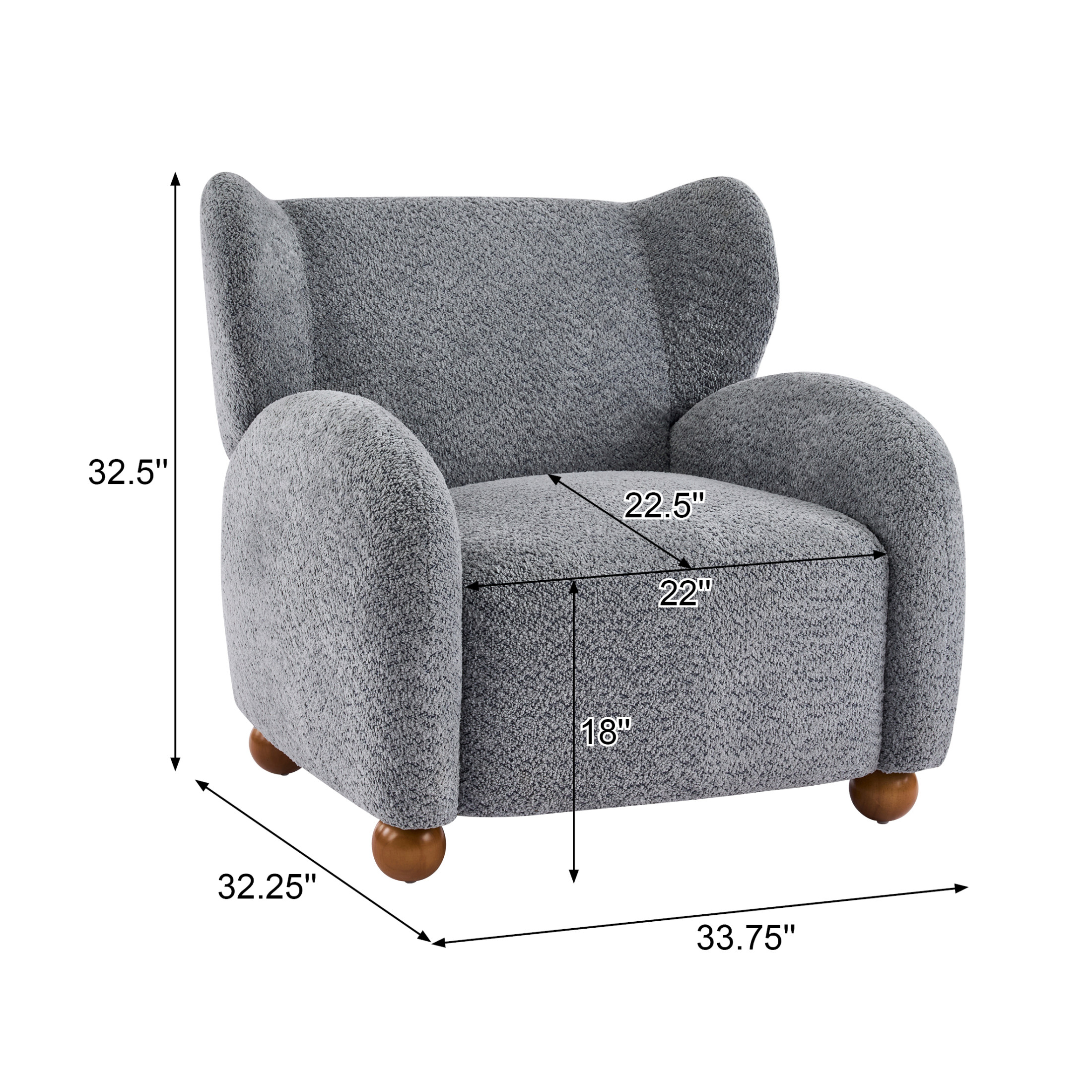 Christopher Knight Home Modern Wingback Accent Chair, Bouclé Upholstery with Round Legs, Dusty Blue
