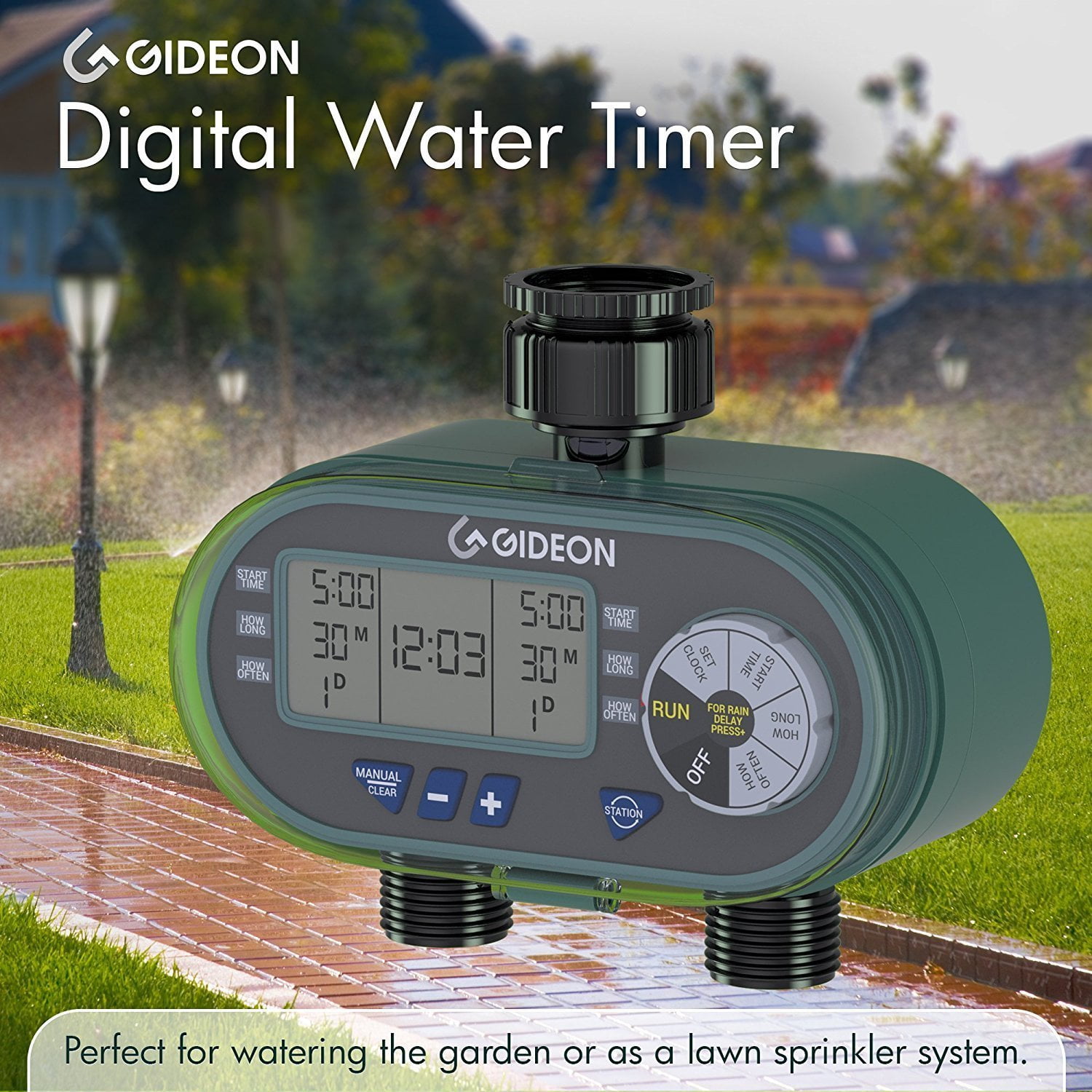Dual Valve Electronic Water Timer for Sprinklers, Crop Irrigation by