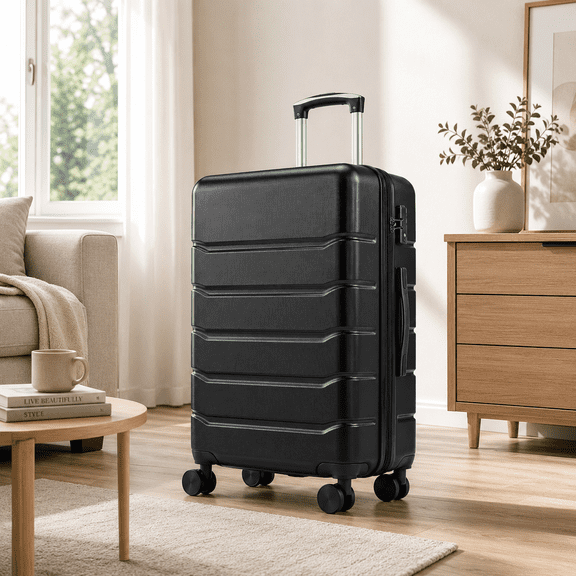 LIFERECORD Carry-On Luggage, 20 inch Hard Shell Rolling Suitcase for Travel Expandable Lightweight with Spinner Wheels TSA Lock, Black