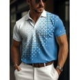 thumbnail image 3 of Men's Mesh Fabric Polo Shirt Button Up Polo Lapel Polo Shirt Golf Shirt Plaid Graphic Prints Geometry Street Casual Short Sleeve, 3 of 6