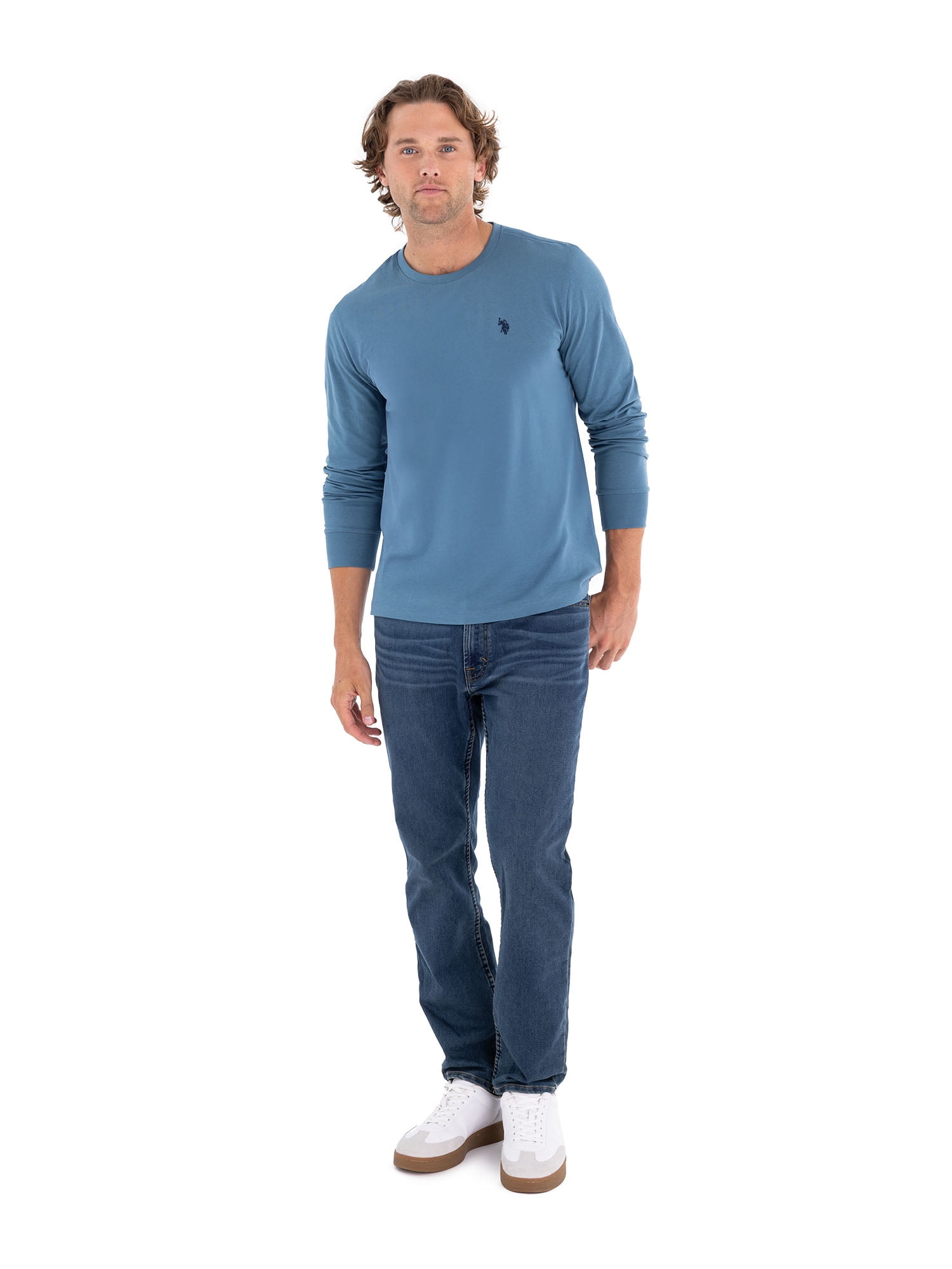 U.S. Polo Assn. Men's Cotton Crewneck Tee with Long Sleeves, Sizes S-XL