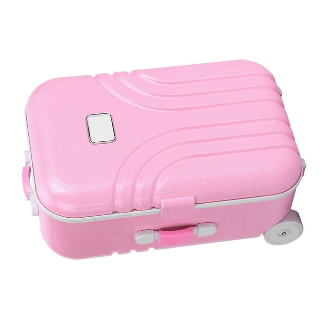 Linda Maleta Con Ruedas de Plástico, Mini Caja de Equabaaje para Niños, Juguete Infantil Plate -Rosa