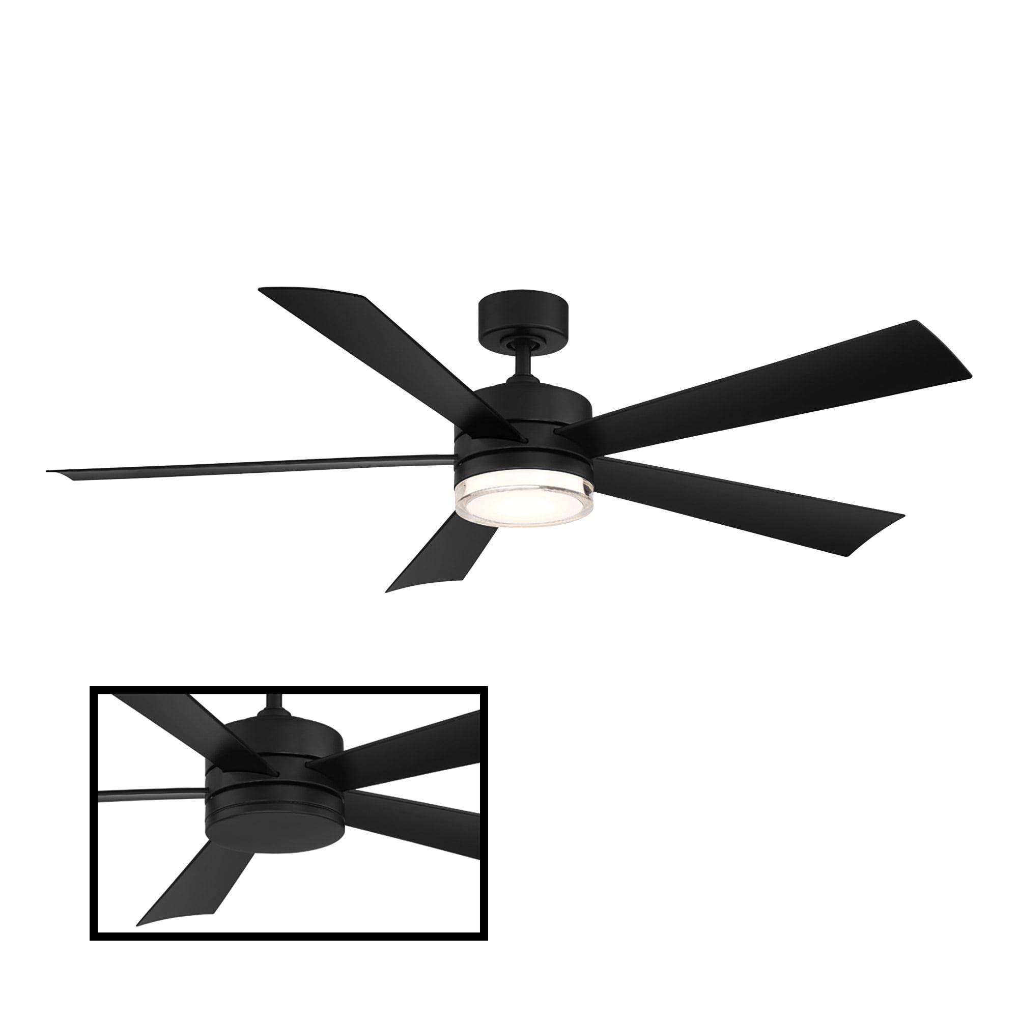Wynd 52" Matte Black Integrated LED Smart Ceiling Fan with Remote Control