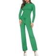 thumbnail image 1 of ShomPort Tenues Décontractées pour Femmes Hauts à Col Rond Côtelé Manches Longues Pantalons Longueur Cheville Extensibles pour Sortir, 1 of 7