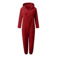 thumbnail image 5 of AHTJRT Womens Fleece Onesies Pajamas Fuzzy Sherpa Cute Ear Hooded Full Zip up Long Sleeve One Piece Onesie Winter Plush Thick Warm Romper Flannel Loungewear Sleepwear Red XXL, 5 of 5