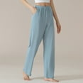 thumbnail image 5 of Wyobmus Women's Cotton Lounge Pants Soft Lightweight Sleep Pants With Pockets Solid Pajama Bottoms Blue, 5 of 5