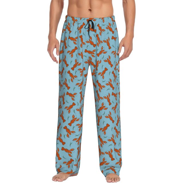 Fotbe Funny Lobsters Pantalones de Pijama para Hombre, Pantalones de Dormir, Pantalones de Casa con Cintura Ajustable y Bolsillos-X-Large
