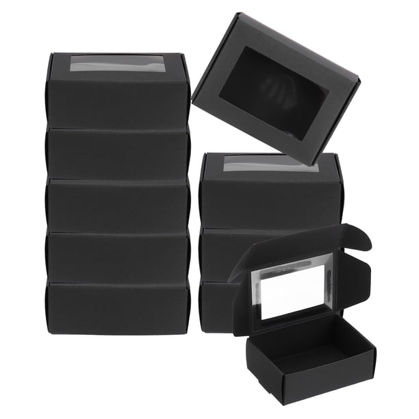 Cajas de regalo de papel negro pequeñas Uxcell con ventana, paquete de 50 para empaque de golosinas, 3.3 x 2.4 x 1.2
